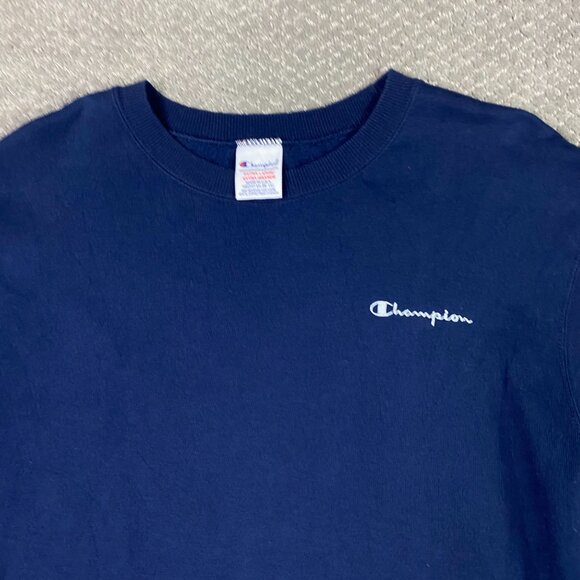 Vintage 90s Champion Sweatshirt Adult XL Blue Script Hi Lo High Low Made in USA - Picture 2 of 13